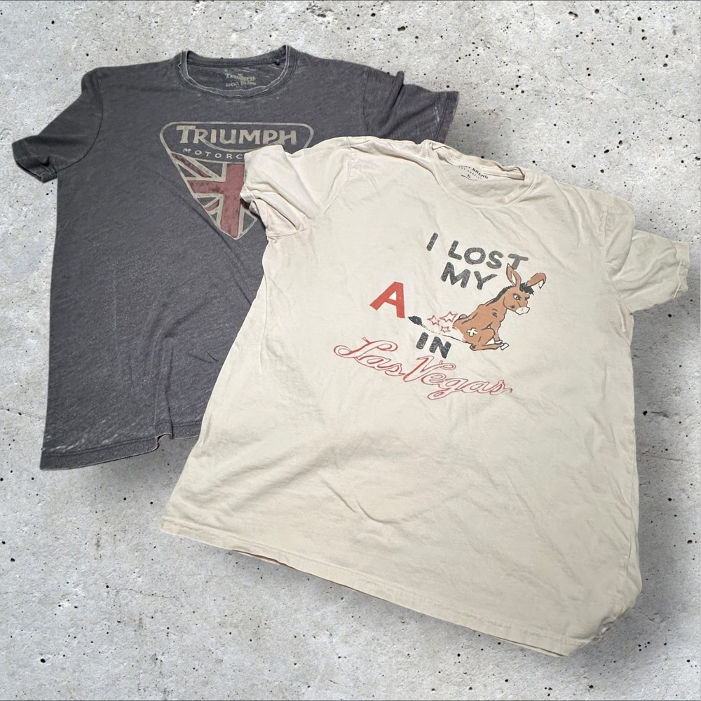 Lucky‎ Brand Mens XL Lot of 2 Graphic T Shirts Triumph Motorcycle Las Vegas